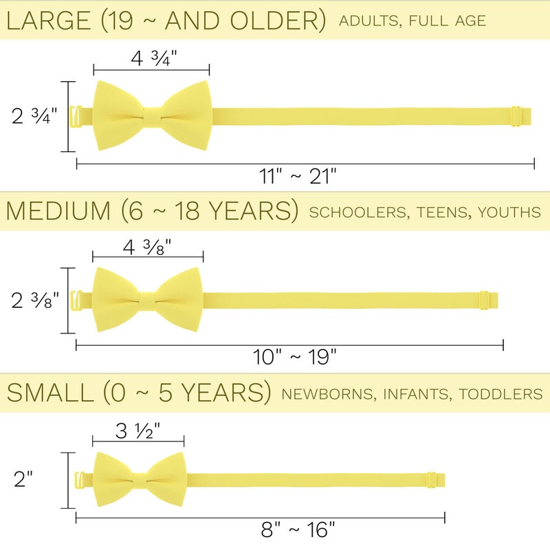 Bow Tie House Men's Classic Pre-Tied Bow Tie Formal Solid Tuxedo (Large, Lemon) - Image 4